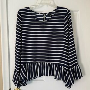 A.n.a Striped Ruffle Top
